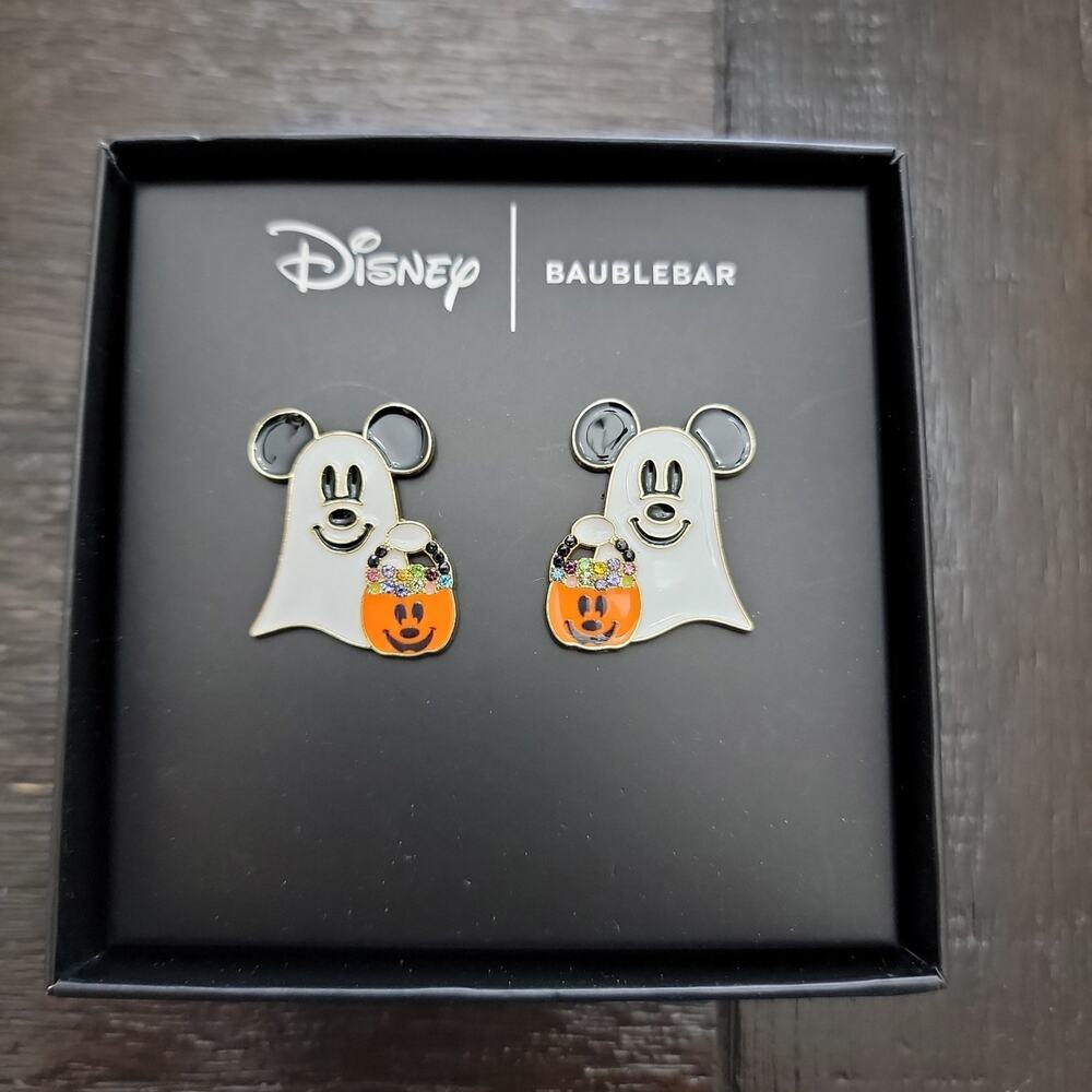 Disney x Baublebar Mickey Mouse Ghost Halloween Earrings NIB